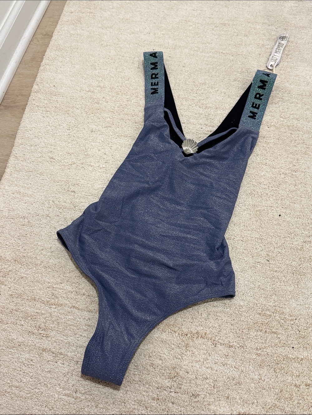 SALTY MERMAID Purple Shimmery One-Piece Swimsuit with Branded Straps